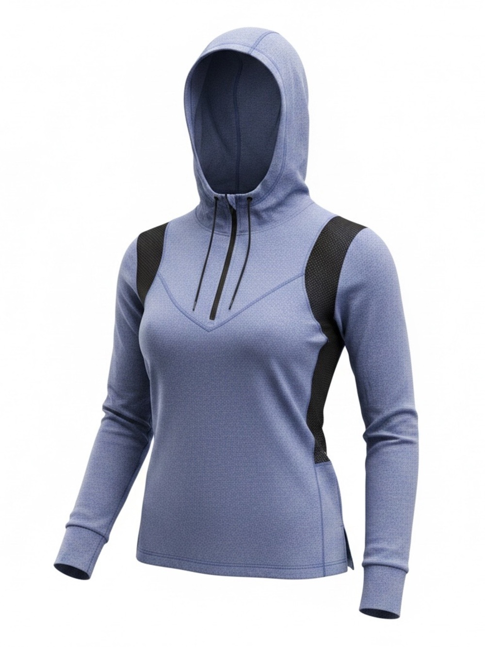 Aeropostale Perforated Panel Hooded Pullover - Lavender Blue & Black